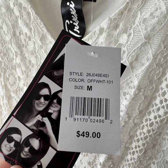 NEW!! Trixxi White Lace V Neck Midi Dress Adorable Tassel Fringe Detail - Picture 7 of 7